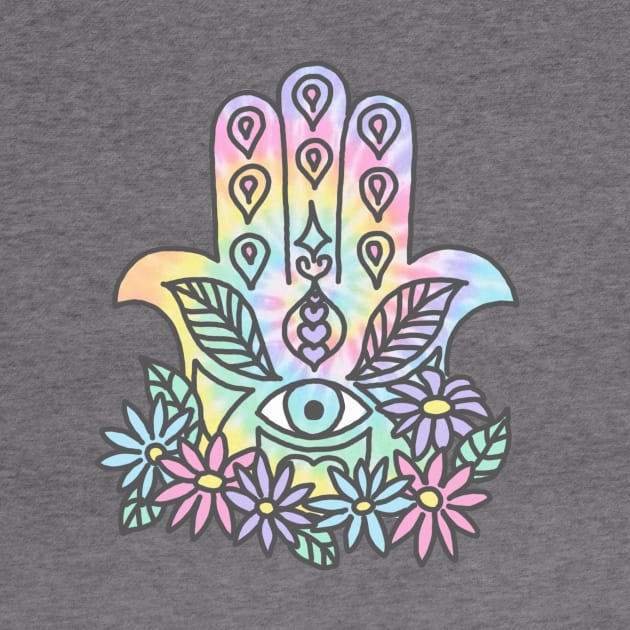 Tie Dye Pastel Neon Flower Crown Hamsa Yin Yang Trendy Hippie Print by bigkidult